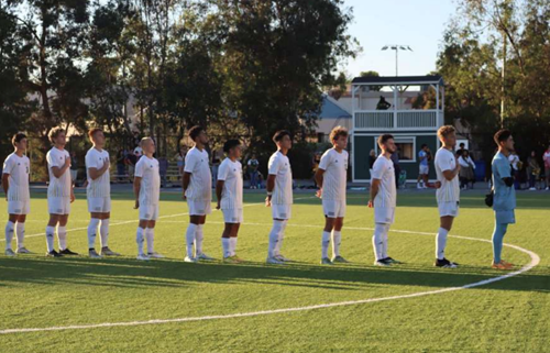 Soccer Team getting ready to start the game